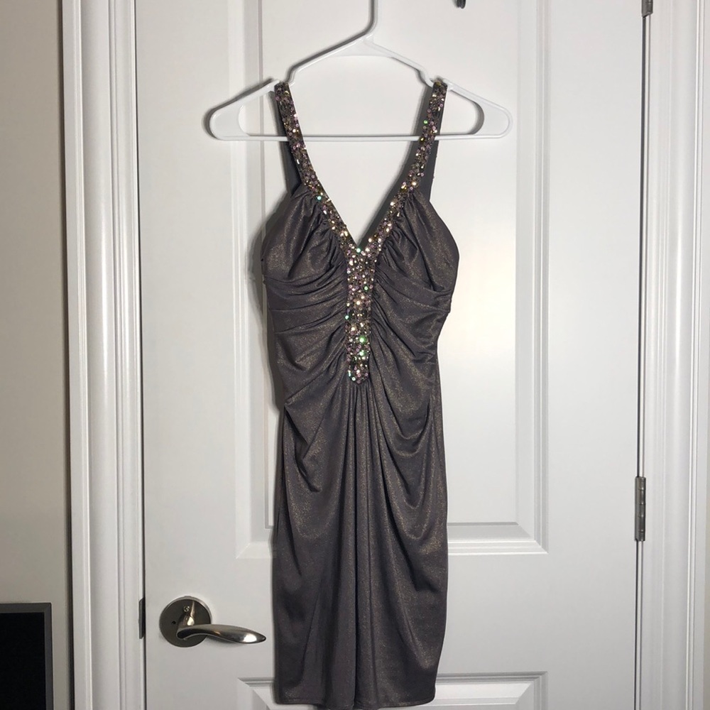 Gold Bejeweled Strap Dress